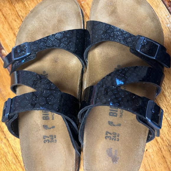 Birkenstock Black Sparkle Arizona-Style Double Strap Sandals - Picture 2 of 4